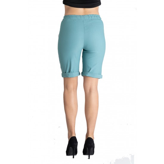 Pantaloni Scurti Dama Bleu Snur In Talie, Natalie Pantaloni Scurti Dama Bleu Snur In Talie, Natalie